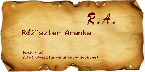 Röszler Aranka névjegykártya